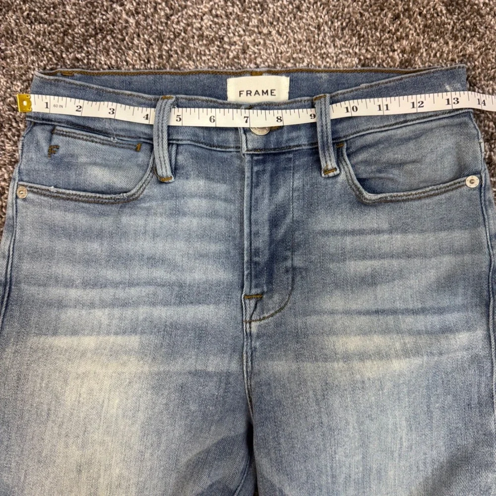 FRAME Le High Straight Jeans Light Wash Raw Hem Mid Rise Women's 27